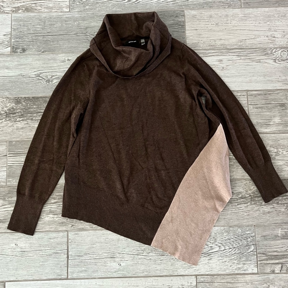 Woman’s Cowl Neck Assyemtetrical
Heather Carmel Sweater